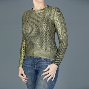 New Michael Kors Cable Knit Gold / Black Sweater